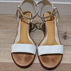 White Cole Haan Reptile Print Block Sandals / Heels, Size 9 with 3 inch heel